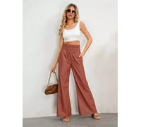 Pantaloni Donna Eleganti Ampli Gamba Larga Palazzo Marrone Pelle Sintetica 83124