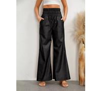 Pantaloni Donna Eleganti Ampli Gamba Larga Palazzo Nero Pelle Sintetica 83124
