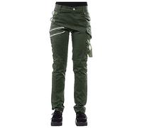 Pantaloni Donna Eleganti Vita Alta Punk Vintage Pantalone Donna Elasticizzati Curvy di Halloween Chiusura Laterale con Fibbia e Tasche con Cerniera Obliqua Trousers Casual per l'autunno e l'inverno