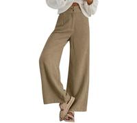 Pantaloni Donna in Lino con Elastico Velluto Neve Bianco Marroni Uomo Ecopelle Oversize Moda Costine al Modello Cerniera Primaverili Cipria Frange Corto Antico Mom Calcio