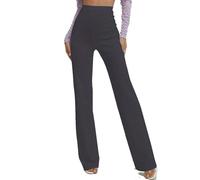 Pantaloni Donna Palazzo Gamba Dritta Made in Italy (IT, Testo, XXL, Regular, Regular, Grigio)