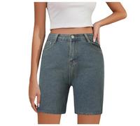 Pantaloni Donna - Pantaloni Donna Elasticizzati Pantaloni a Quarti di Jeans con Cerniera a Vita Media lavati Tinta Unita Moda Donna