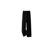 Pantaloni drappeggiati da donna a vita alta ispessiti, pantaloni larghi a gamba dritta, pantaloni a gamba larga da donna a terra, Nero , L