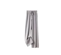 Pantaloni drappeggiati da donna a vita alta ispessiti, pantaloni larghi a gamba dritta, pantaloni a gamba larga da donna a terra, Grigio chiaro, L