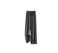 Pantaloni drappeggiati da donna a vita alta ispessiti, pantaloni larghi a gamba dritta, pantaloni a gamba larga da donna a terra, Grigio scuro, L