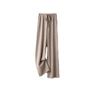 Pantaloni drappeggiati da donna a vita alta ispessiti, pantaloni larghi a gamba dritta, pantaloni a gamba larga da donna a terra, Cachi chiaro, L