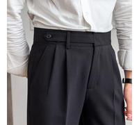 Pantaloni dritti da uomo a vita alta, stile Napoli, pantaloni italiani, per Inghilterra, streetwear, abbigliamento casual da lavoro, adatti per le vacanze e l'uso quotidiano (28 nero)