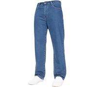 Pantaloni dritti da uomo, semplici e pesanti, in denim, tutti i fianchi, taglie grandi, disponibili in 4 colori, Blu, 40W x 34L