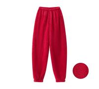 Pantaloni elasticizzati in vita da donna, pantaloni da passeggio da donna, jogging lounge larghi, foderati in pile, taglio a vento sherpa, pantaloni casual slim ideali per la neve e le attività, b, L
