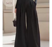 Pantaloni eleganti a vita alta e gamba ampia di colore unito, adatti per pendolarismo, ufficio, uso quotidiano, feste, pomeriggio del tè, collezione primavera e autunno Vuslat L,M,S,XLColore unicoTess