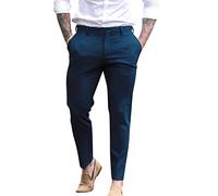 Pantaloni eleganti da uomo classici in twill di cotone, casual, work, office, formal, comfortable, piatti, elasticizzati, plissettati, pantaloni chino da golf, gamba dritta