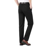 Pantaloni eleganti da uomo eleganti casual da lavoro, per scuola, ufficio, lavoro, pantaloni resistenti alle rughe, pantaloni elasticizzati slim fit chino, Nero , M
