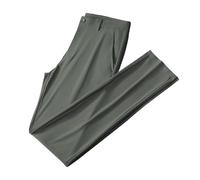 Pantaloni eleganti da uomo in seta ghiacciata, vestibilità aderente, con tasche, elasticizzati, leggeri, misto nylon/spandex, per ufficio e abbigliamento formale (taglie S-4XL), Verde, S