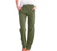 Pantaloni estivi da donna con coulisse e tasche, verde menta, XL