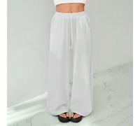 Pantaloni estivi da donna in stile country, da concerto, da spiaggia, in stile boho basic minimalista, lavati, 100% cotone, bianchi, con orlo curvo Tall XS,Tall S,Tall M,Tall L,Tall XLColore unicoTess