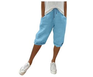 Pantaloni Estivi da Donna, Leggeri, Estivi, al Ginocchio, Lunghezza al Ginocchio, in Lino, a Gamba Larga, Estivi, Corti, Tinta Unita, in Cotone, in Lino, Casual, in Tessuto Pantaloncini Donna Estivi