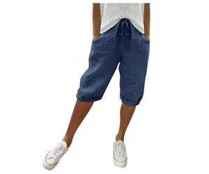 Pantaloni Estivi da Donna, Leggeri, Estivi, al Ginocchio, Lunghezza al Ginocchio, in Lino, a Gamba Larga, Estivi, Corti, Tinta Unita, in Cotone, in Lino, Casual, in Tessuto Pantaloncini Donna Estivi