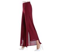 Pantaloni estivi da donna, leggeri, in chiffon, ad alta elasticità, per il tempo libero, pantaloni fluenti, svasati, dritti, gamba, matrimonio, cocktail, culotte, casual, da lavoro