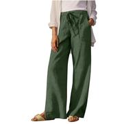 Pantaloni Estivi Donna in Cotone Pantalone Fluidi Vita Alta Pantalone Comodi Leggeri da Spiaggia Eleganti Casual Pantaloni con Tasche e Coulisse Regolabile Pants Dritti per Jogging da Yoga Spiaggia