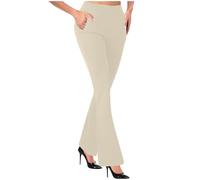 Pantaloni Estivi Donna,Women's Stretchy Straight Dress Pants with Pockets Tall Petite Regular for Work Business Completo Palestra (Beige, XXL).
