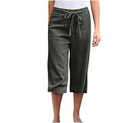 Pantaloni estivi in mussola a forma di cuore gemellato, in 100% cotone, leggeri 7/8, pantaloni Locker Culottes, pantaloni in tessuto 7/8, plissettati con fessura, pantaloni in tessuto Palazzo, Ag., S