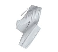 Pantaloni fluidi da donna estivi in seta ghiacciata, pantaloni dritti leggeri, taglio cotone e lino per la casa, tutti i giorni, gamba larghezza con zip con tasche, pantaloni in vita elastica con