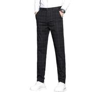 Pantaloni formali da uomo a quadri a righe da uomo a quadri Comfort Classic Fit Pantaloni da uomo Pantaloni da uomo a quadri, Nero , 48
