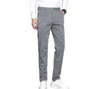 Pantaloni formali da uomo a quadri a righe da uomo a quadri Comfort Classic Fit Pantaloni da uomo Pantaloni da uomo a quadri, Grigio chiaro, 44