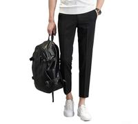Pantaloni formali da uomo per pantaloni chino slim fit, pantaloni da lavoro a nove punti, lunghezza alla caviglia, gamba dritta, per lavoro, ufficio, matrimoni, ospiti, casual (28 nero)