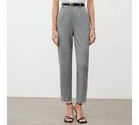 Pantaloni grigi formali da donna, pantaloni capri a gamba dritta di colore unito, con tasche laterali, adatti per l'abbigliamento casual da ufficio, autunno/inverno L,M,S,XL,XS,XXL,XXSColore unicoTess