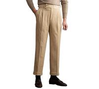 Pantaloni Gurkha da uomo, pantaloni vintage da uomo in velluto a coste pieghettati, pantaloni a vita alta in stile italiano di Napoli, Kaki, 36W