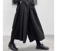 Pantaloni Hakama da uomo in stile gotico scuro a gamba larga ritagliati progettati per un look samurai, adatti per abbigliamento casual in primavera, estate autunno (XL nero)
