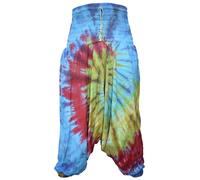 Pantaloni Harem Baggy Alta Vita In Cotone Tie Dye Hippie Ali Baba Alladin