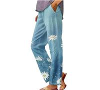Pantaloni harem da donna estivi estivi larghi floreali pantaloni in lino estivi lunghi casual estivi pantaloni lunghi casual colorati da spiaggia pantaloni della tuta leggeri pantaloni da donna larghi