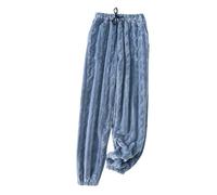 Pantaloni Harem da donna, taglie forti, pantaloni termici da donna, pantaloni con coulisse, pantaloni in flanella, pantaloni comodi, pantaloni ultra morbidi, Blu cielo., L