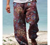 Pantaloni harem da uomo alla moda spiaggia larghi gamba larga elastici vita