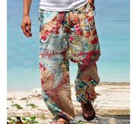 Pantaloni harem da uomo alla moda spiaggia larghi gamba larga elastici vita
