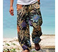 Pantaloni harem da uomo alla moda spiaggia larghi gamba larga elastici vita