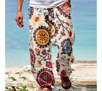 Pantaloni harem da uomo alla moda spiaggia larghi gamba larga elastici vita