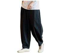 Pantaloni Harem da uomo, Bloomers Pantaloni per Aladdin Yoga Comodo Pantaloni Dritto Pantaloni Larghi Pantaloni Cagado Larghezza Harem Pants Taglie Grandi L-5XL, 01 nero, L