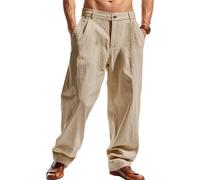Pantaloni harem da uomo, comodi e ariosi, con elastico in vita a cavallo profondo, pantaloni casual bohémien, pantaloni da yoga con tessuto leggero e tasche laterali per meditazione, Stil-U03 Khaki, M