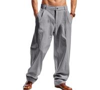 Pantaloni harem da uomo, comodi e ariosi, con elastico in vita a cavallo profondo, pantaloni casual bohémien, pantaloni da yoga con tessuto leggero e tasche laterali per meditazione, Stil-u02 Grigio