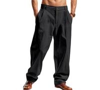 Pantaloni harem da uomo, comodi e ariosi, con elastico in vita a cavallo profondo, pantaloni casual bohémien, pantaloni da yoga con tessuto leggero e tasche laterali per meditazione, Stile-u01 Nero