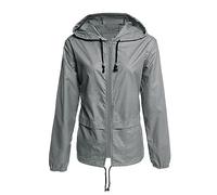 Pantaloni impermeabili da donna tinta unita a maniche lunghe Coat Lock Windbreaker in raso, grigio., M