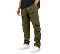 Pantaloni impermeabili da uomo multi tasche cerniere alla caviglia pantaloni cargo pantaloni da viaggio da lavoro tattici pantaloni da trekking ad asciugatura rapida, Verde, L