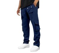 Pantaloni impermeabili da uomo multi tasche cerniere alla caviglia pantaloni cargo pantaloni da viaggio da lavoro tattici pantaloni da trekking ad asciugatura rapida, Marina Militare, L