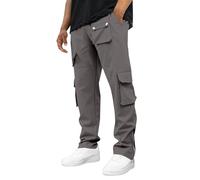 Pantaloni impermeabili da uomo multi tasche cerniere alla caviglia pantaloni cargo pantaloni da viaggio da lavoro tattici pantaloni da trekking ad asciugatura rapida, Grigio, L