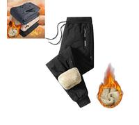 Pantaloni impermeabili foderati in pile da uomo e da donna,pantaloni termici invernali in lana d'agnello pantaloni casual pantaloni impermeabili antivento in cotone caldo (Black-b,Medium)