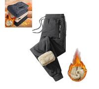 Pantaloni impermeabili foderati in pile da uomo e da donna,pantaloni termici invernali in lana d'agnello pantaloni casual pantaloni impermeabili antivento in cotone caldo (Gray-b,X-Large)