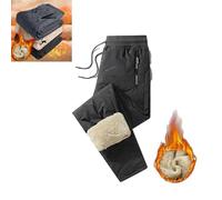 Pantaloni impermeabili foderati in pile da uomo e da donna,pantaloni termici invernali in lana d'agnello pantaloni casual pantaloni impermeabili antivento in cotone caldo (Gray-a,2X-Large)